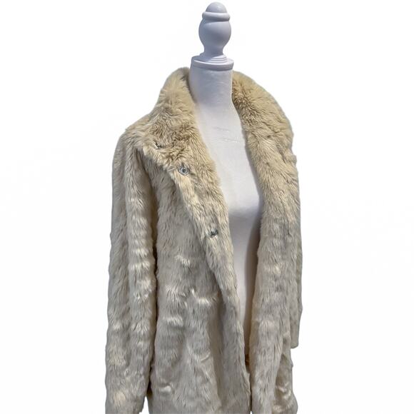 MADEWELL Stagedoor Faux Fur Coat White Jacket Sz M - Picture 3 of 6